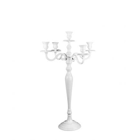 Witte kandelaar 5 armig 80 cm hoog