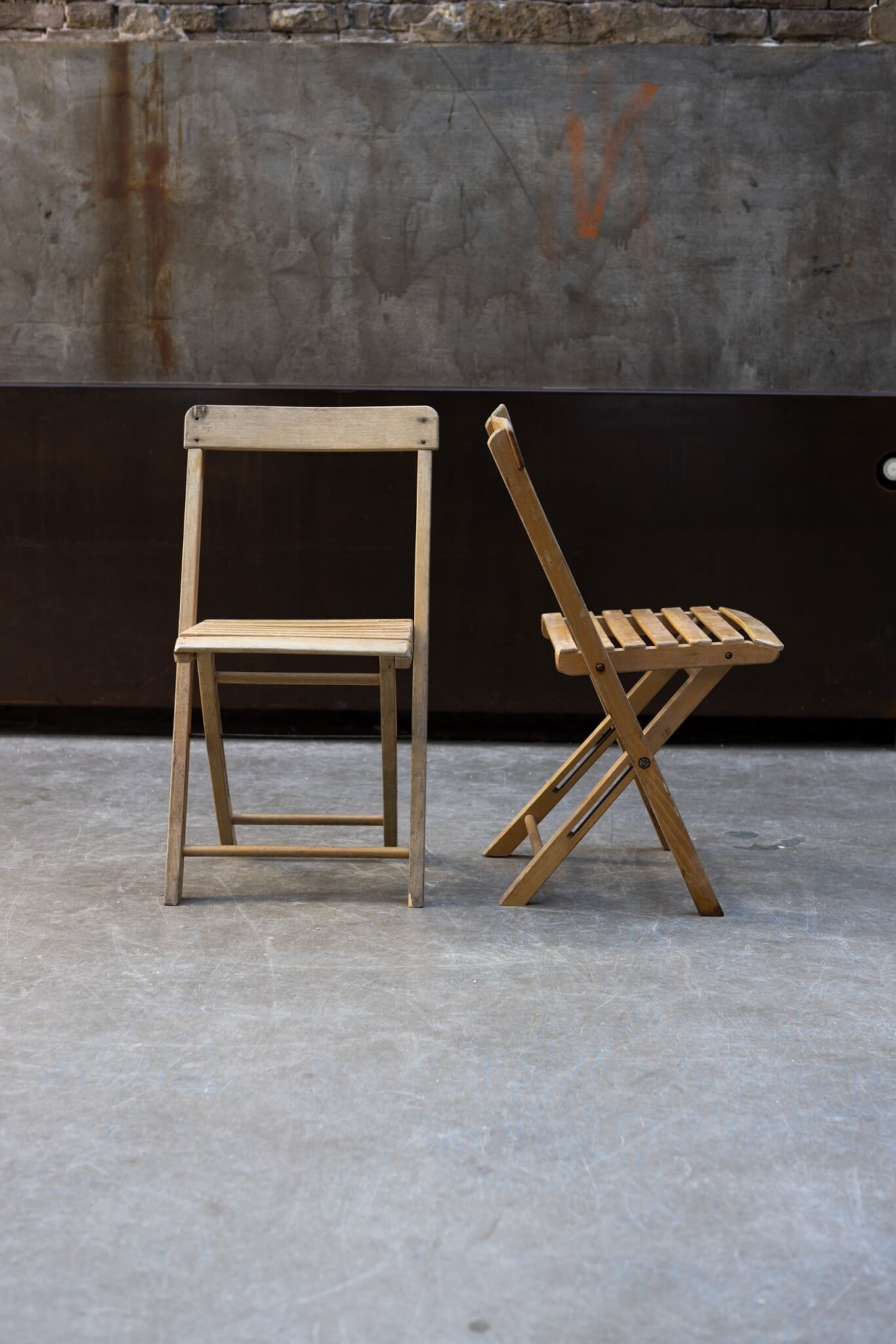 Vintage houten klapstoel naturel